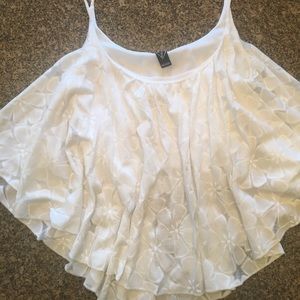 white sheer crop top